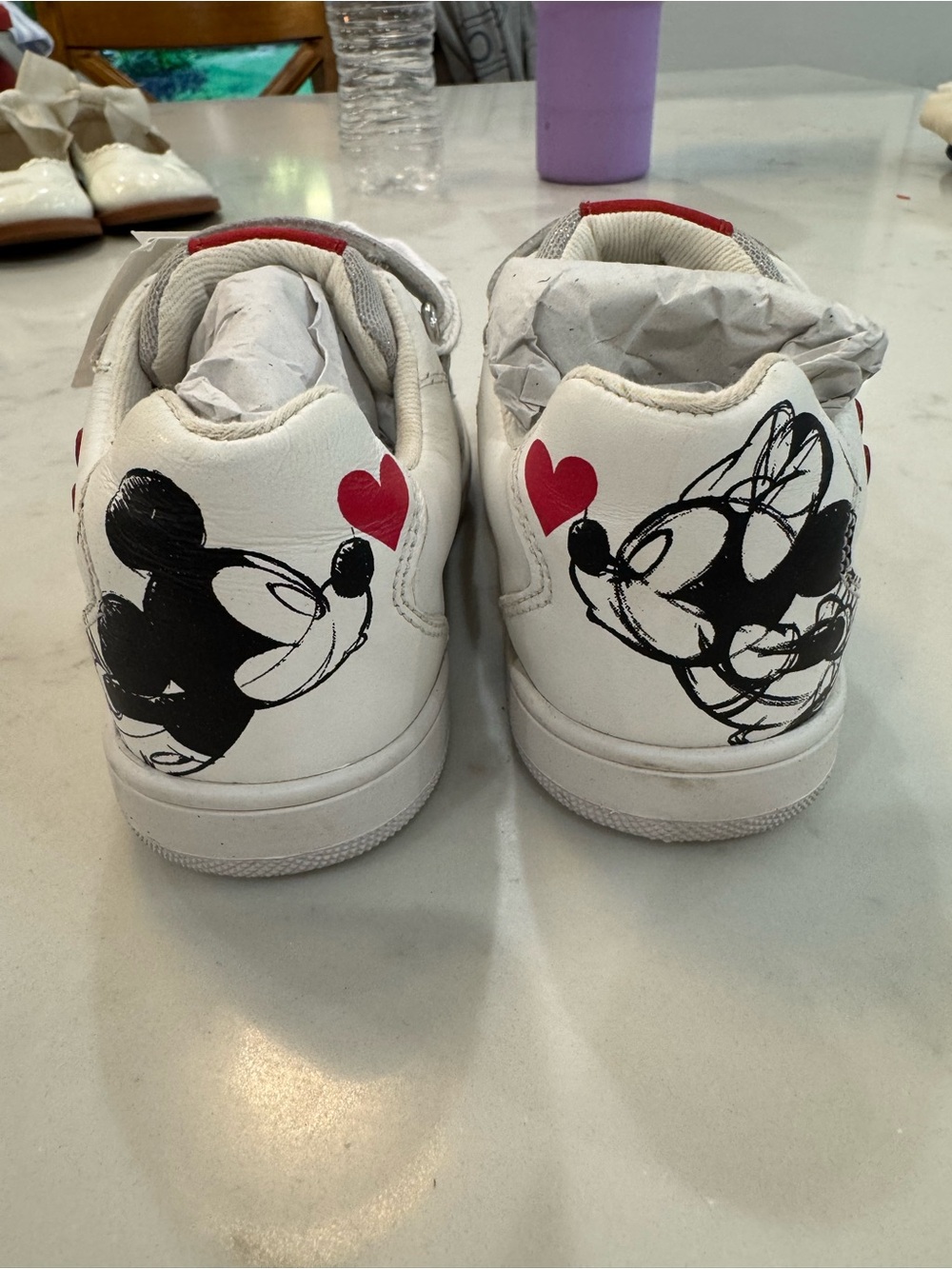 Disney White Kids Sneakers with Mickey & Minnie Red Heart Detail